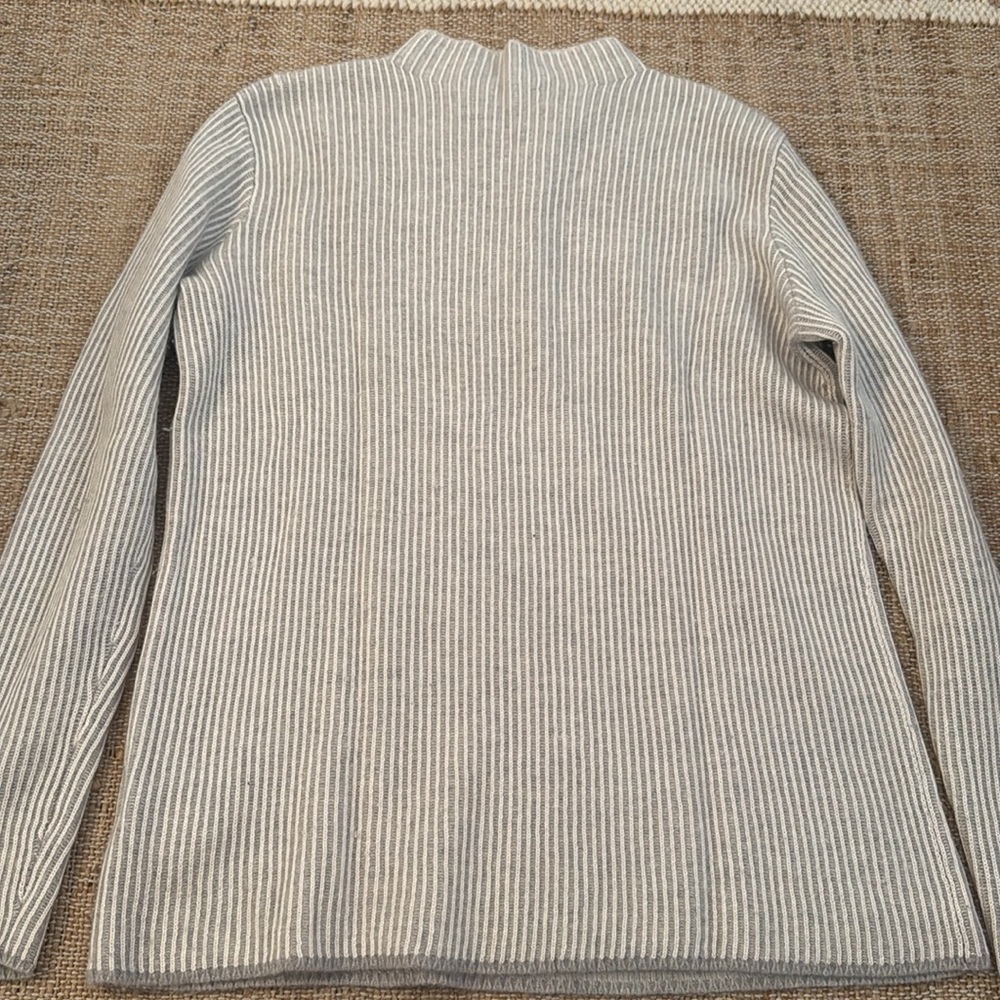 Club Monaco Cashmere Silk Mock Neck Sweater Gray Cream Large - Picture 6 of 6